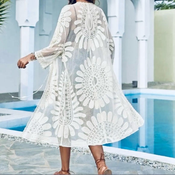 🏝️Gorgeous Lace Swimsuit Coverup-Kimono-Wrap-New - Picture 5 of 6